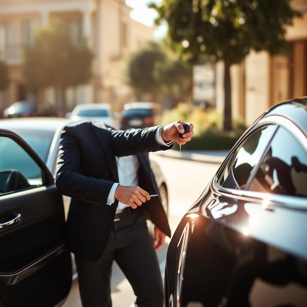 Business professional collecting a leased car in Larnaca